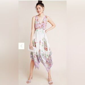 Anthropologie analise floral midi Asymmetrical Dress BOHO CHIC EUC size 4